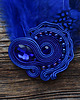 broszki Kobaltowa broszka soutache z piórami 4