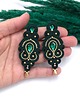 kolczyki soutache Kolczyki sutasz zielone ze złotem Olia wieczorowe z kryształkami 1