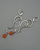 kolczyki wire wrapping Długie pomarańczowe kolczyki karneol wire wrapping 3