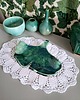 figurki i rzeźby Podstawka ceramiczna zielony liść 3