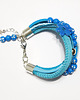 bransoletki - inne Bransoletka - Niebieski kwiat - rzemienie, koraliki 3