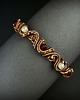 bransoletki wire wrapping Miedziana bransoleta mankietowa z rubinem i różowym kwarcem 2