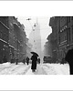 fotografia Fotografia w passe-partout; Ulica Floriańska w śniegu 1