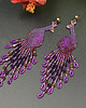 kolczyki szklane Pawie fioletowe I, kolczyki z frędzlami, beading 2