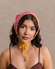 apaszki Bawełniana szydełkowa chustka bandana różowo-żółta letnia 2