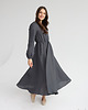 sukienki maxi damskie Lniana sukienka CAMELLIA MAXI CHARCOAL 1