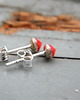 kolczyki wire wrapping 4 mm ciemnokoralowe stożki 3