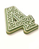 napisy dekoracyjne i tabliczki Ceramiczny numer mieszkania, cyfra 4 zielona z jasnym ornamentem 1