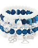 bransoletki z kamieni naturalnych Mat blue agate with white jade & flower. 1