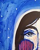 obrazy Obraz ręcznie malowany na płótnie 50x70 cm - Pani zagubiona w kosmosie 3