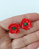 kolczyki z masy plastycznej Czerwone kolczyki maki 3