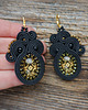 kolczyki soutache Czarno- złote eleganckie kolczyki sutasz 3