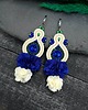 kolczyki soutache Kolczyki sutasz boho z kwiatami kremowo chabrowe eleganckie Arcadia 2