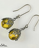kolczyki wire wrapping Miodowe w siateczce - kolczyki (lub klipsy) 1