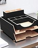organizery Organizer drewniany na biurko - 4 Przyborniki na biurko - czarny 1