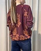bluza bez kaptura damska Bluza w kwiaty Borgogna 2