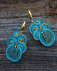 kolczyki soutache Turkus i złoto- kolczyki sutasz z chwostami 5