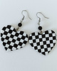 kolczyki z masy plastycznej Kolczyki Serca Szachownice 1