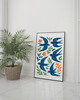 plakaty PLAKAT ptaki , jaskółki grafika, niebieska dekoracja ścienna, Matisse 2
