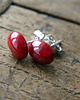 kolczyki wire wrapping ciemna czerwień-sztyfty 1