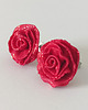kolczyki z masy plastycznej Czerwone brokatowe kolczyki róże 2