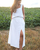 spódnice maxi Lniana biała maxi spódnica z rozcięciem 5