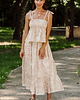topy damskie Jedwabny crop top z falbanką oraz koronką, IDALIA , PEACH ZEBRA 5