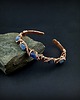 bransoletki wire wrapping Miedziana bransoleta mankietowa z kyanitem 7