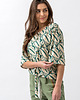t-shirt damskie Bluzka wiązana "ANABELL" wzór zielone liście 2