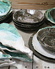 patery i talerze 4 talerze - organic form - biało-turkusowe 4