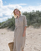 sukienki maxi damskie Lniana sukienka koszulowa  piaskowa wydma 2