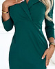 sukienki midi damskie 237-5 KELLY Elegancka sukienka z kopertowym dekoltem - ZIELONA 4