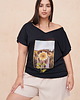 t-shirt damskie T-Shirt Damski Słoneczny Plus Size Czarny - 44/46 3