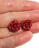 kolczyki - inne Kolczyki - Czerwona róża - koral, małe 2
