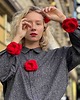 spinki i klamry do włosów 100% MERINO Czerwona RÓŻA SPINKA BROSZKA PIN 1