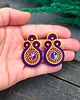 kolczyki soutache Kolczyki sutasz sztyfty pomarańczowo fioletowe z kryształkami Gracia 2