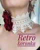 chokery Kremowy koronkowy retro naszyjnik z piękną bordową różą 1