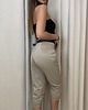 spodnie materiałowe damskie Spodnie z paskiem Beige 3