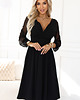 sukienki midi damskie 657-1 Elegancka sukienka midi z kopertowym dekoltem - czarna 3