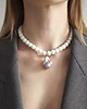 Biżuteria ślubna Choker z onyksa białego i dużej szarej perły barokowej - FULL 8