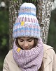 czapki damskie WOOLY COLOR "12"ciepła wełniana czapka w paseczki 2