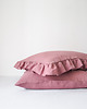poduszki gładkie Lniana Poszewka Z Falbanką DUSTY PINK 4
