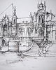 grafiki i ilustracje WYPRZEDAŻ SZTUKI! Rysunek cienkopis Drezno pałac oryginalny 21x30 cm 1