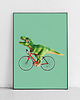 plakaty Plakat Dinozaur jadący na rowerze szosowym 1