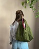 torby na ramię Hobo bag zielona różowa w paski dwustronna 2
