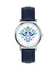 zegarki damskie Zegarek  mały - Ptaszki folkowe blue - skórzany, granatowy 1