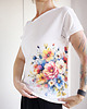 t-shirt damskie Kwiaty na boku Biały Oversize 2