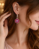 kolczyki szklane Różowe Wiszące Kolczyki "Crystal Fuchsia Maxima" z Kryształów Preciosa 1