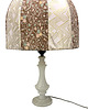 lampy stołowe Włoska lampa stołowa vintage alabaster / onyks, ręcznie szyty klosz lata 60. 2