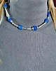 korale Vintage style uroczy naszyjnik z matowego błękitnego szkła Prezent handmade 1